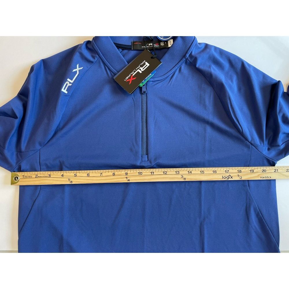 NEW RLX Ralph Lauren Quarter Zip Blade Pullover Mens Medium Blue‎ Pro Fit Golf - Picture 6 of 9